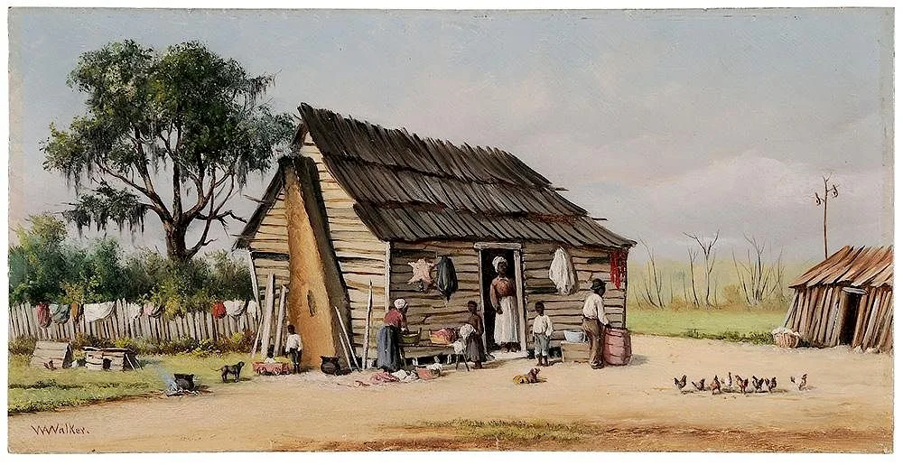 Cabin Scene by William Aiken Walker, oil on artist board, sold Sep 2016