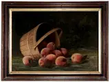 Albert Francis King, Still Life of Basket of Peaches in a Landscape