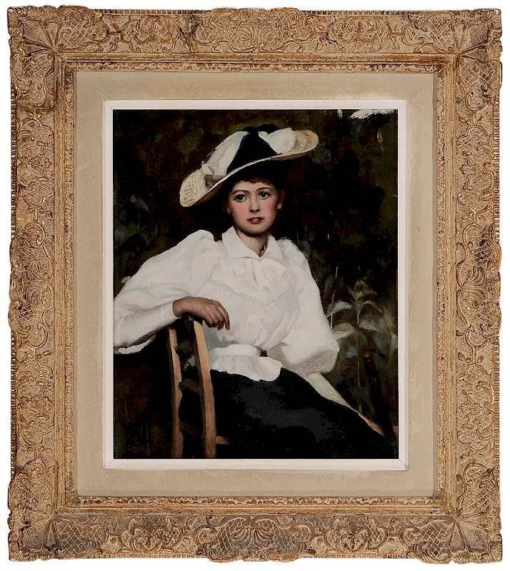 Charles Russell, Posing In the Garden, oil on canvas