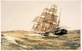 Montague Dawson, Frigate Cutting Through Choppy Seas