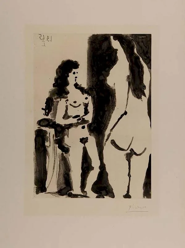 Pablo Picasso, [Deux femmes], 1965, aquatint on paper with watermark