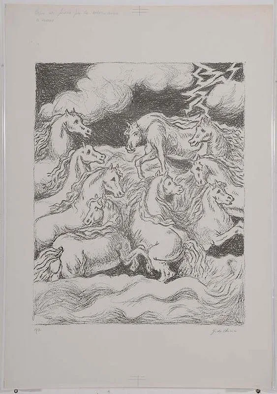 Horses by Giorgio de Chirico, lithograph on wove paper, offered Jul 2016