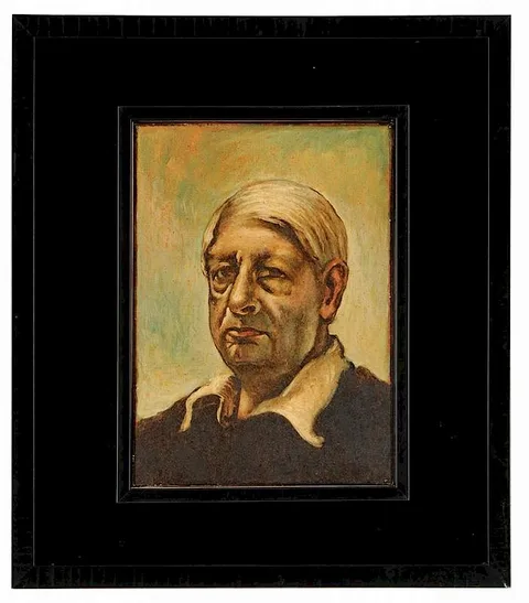 Gerard Francis Tempest, Portrait of Giorgio de Chirico, not apparently signed but with estate inventory number "100" on side of frame, oil on canvas