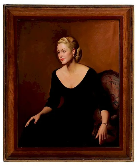 Portrait said to be Katheryn Wood Kortheuer (1908-1988) by Francis Dayrell Kortheuer, 1955, oil on canvas, sold Jul 2016