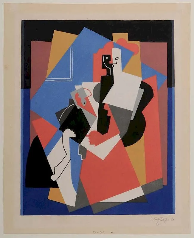 Albert Gleizes, Composition with figure, 1920, color pochoir on paper