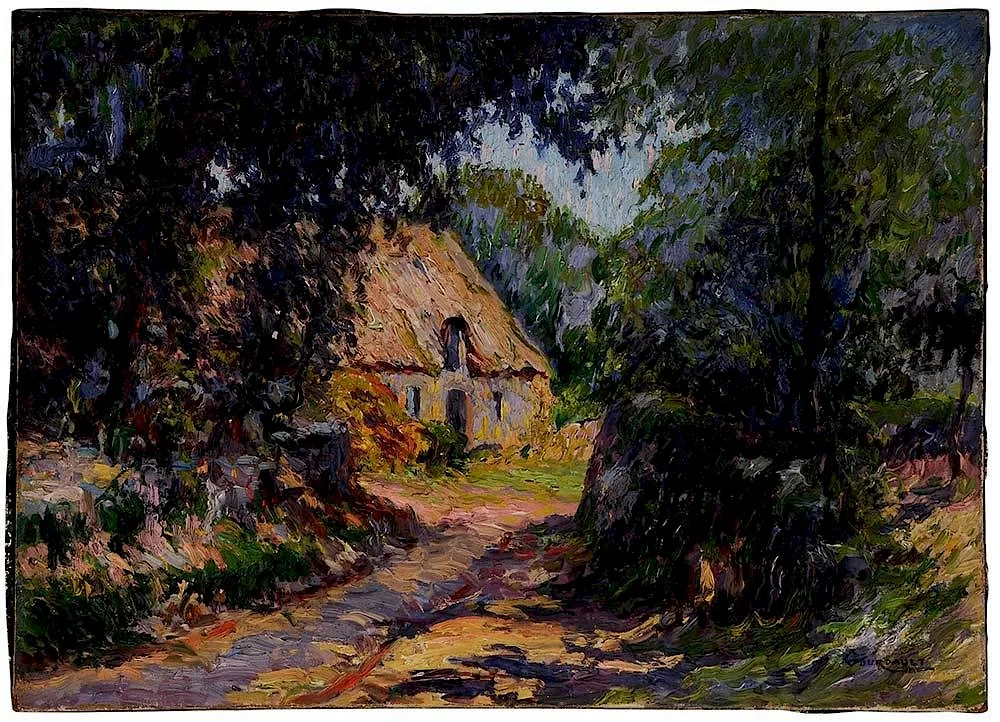 Marius Gourdault, Cottage in a Clearing, oil on canvas