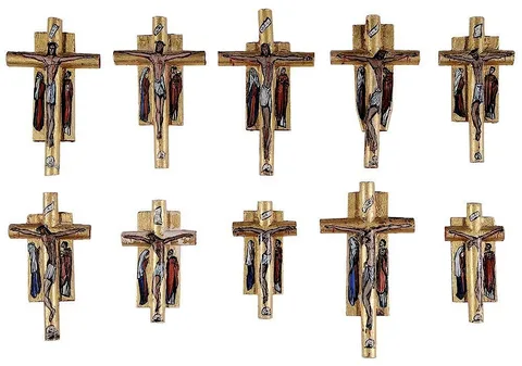 Allan Rohan Crite, Ten stations of the Crucifixion, 1966, hand-carved painted and gilt wood on wood