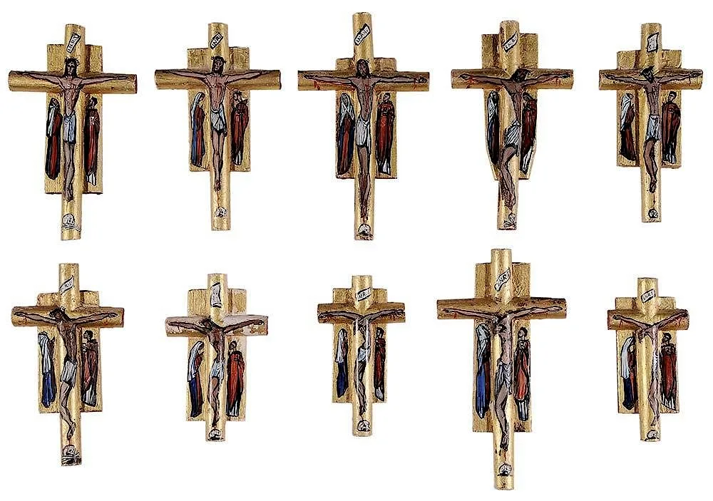 Allan Rohan Crite, Ten stations of the Crucifixion, 1966, hand-carved painted and gilt wood on wood