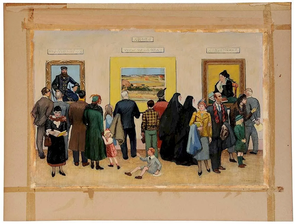 Edith Cleaves Barry, Van Gogh at the Met, 1950, oil on paper