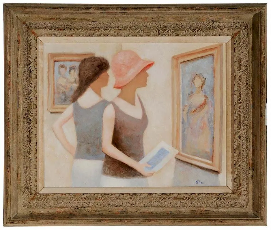 Matthew Albert Miles, Women In a  Museum, oil on canvas