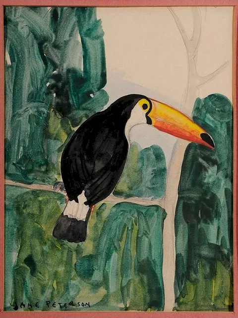 Toucan by Jane Peterson, mixed media on watercolor board, sold Jul 2016