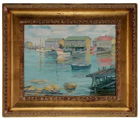 Jonas Lie, Harbor View, said to be Gloucester, oil on canvas