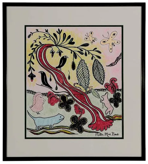 Nellie Mae Rowe, Tree with Anthropomorphized Creatures, circa 1980, mixed media on paper
