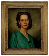 Abel George Warshawsky, Portrait of a Lady in a Green Dress