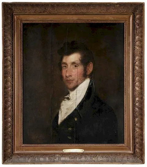 Gilbert Stuart, Portrait of a Young Gentleman of Virginia, by family tradition Thomas Massey of Goochland County, Virginia or possibly Dr. Thomas Massie (1783-1864) of Richmond and then Nelson County, Virginia, circa 1805, oil on panel