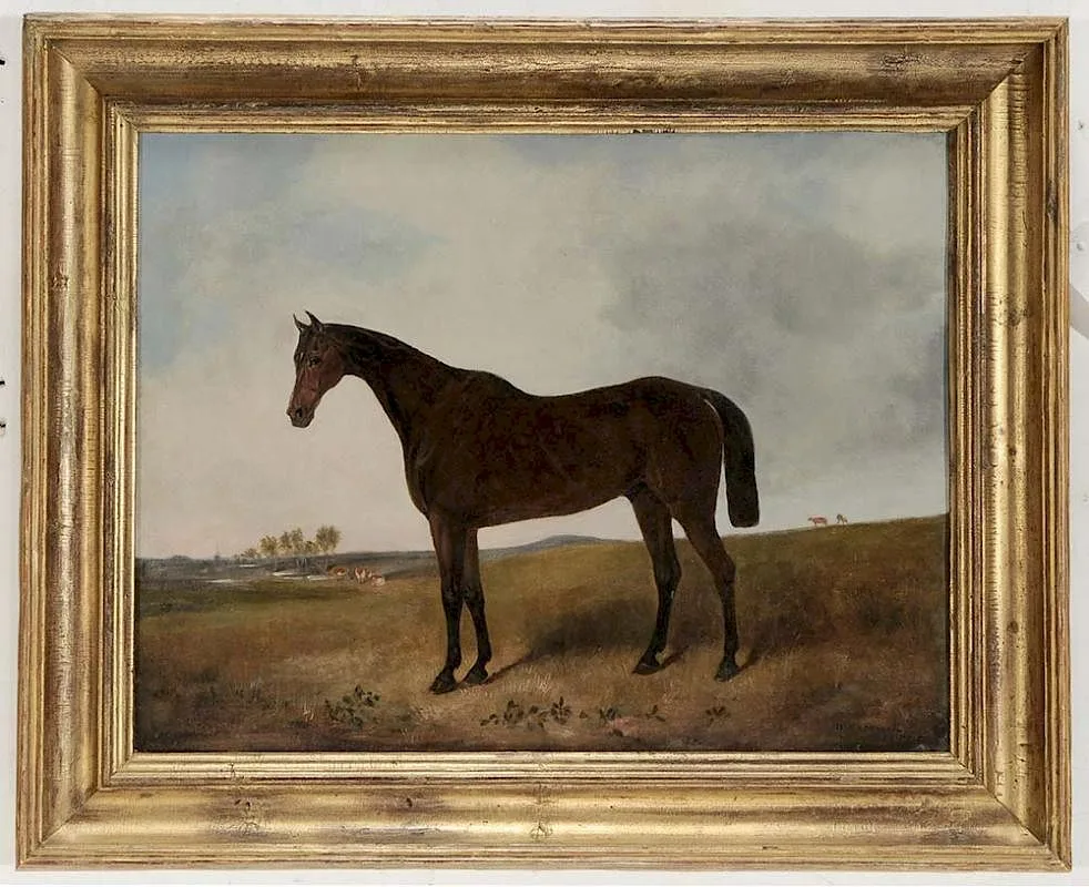 William Rathmell, A Bay Horse in an Open Field, circa 1840, oil on canvas