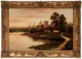 Landscape With Village by a River at Sunset, Brunk Auctions 2016