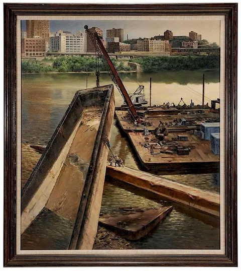 John Carter Shryock, Steel Workers, Pittsburgh, Pennsylvania, oil on canvas