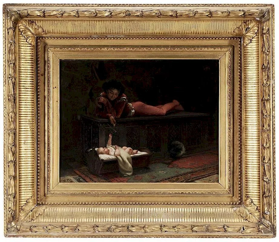 A Dangerous Game by Howard Helmick, 1871, oil on canvas, sold May 2016