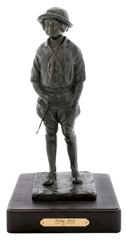 Olga Popoff Muller, Riding Habit, 1923, patinated bronze on modern presentation wood base