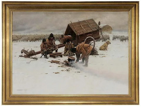 Hugo Ungewitter, Encampment of Russian Sheep Herders, oil on canvas