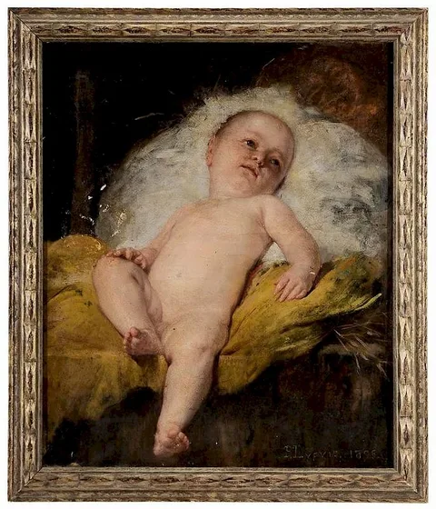 Pierre Dupuis, Reclining Infant, 1895, oil on canvas