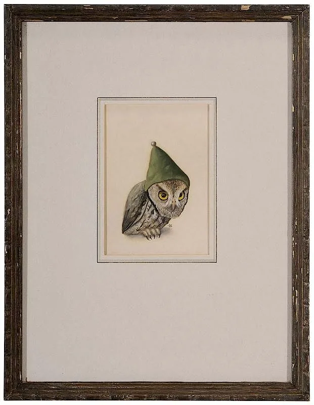 Werner Wildner, Screech Owl, gouache on illustration board