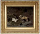 Pietro Barucci, Sheep, Goat and Chickens in a Farmyard