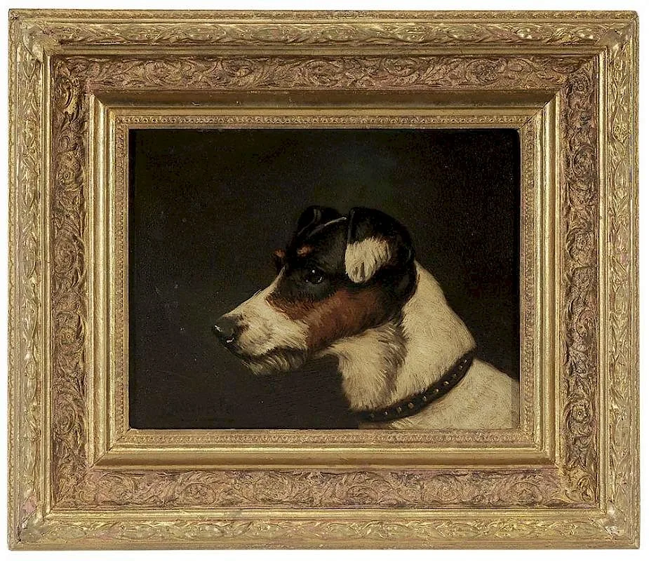 Wire-Haired Terrier by John Alfred Wheeler, oil on artist board, sold May 2016