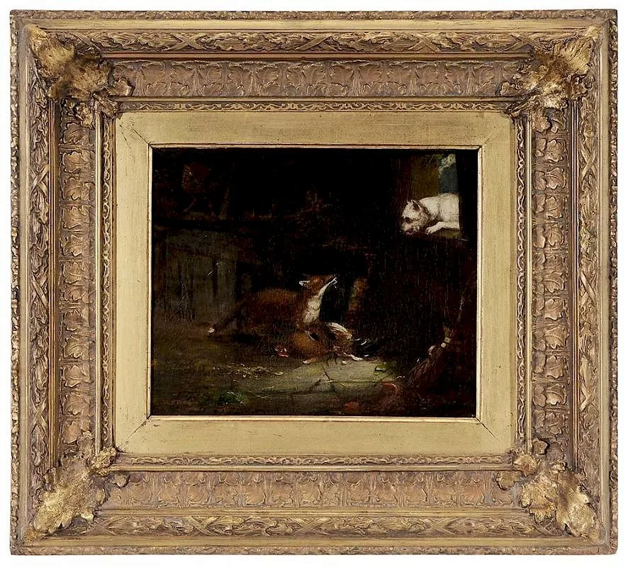 Martin T. Ward, Fox in the Hen House, oil on canvas