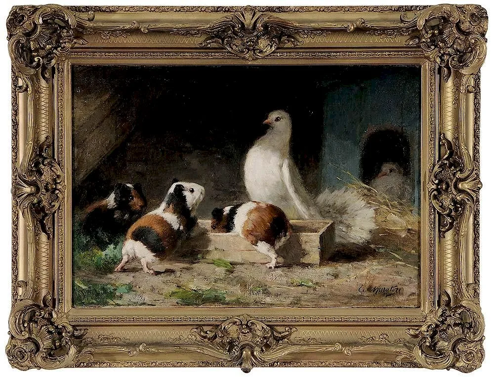 Euphémie Muraton, Guinea Pigs in the Dovecote, oil on canvas
