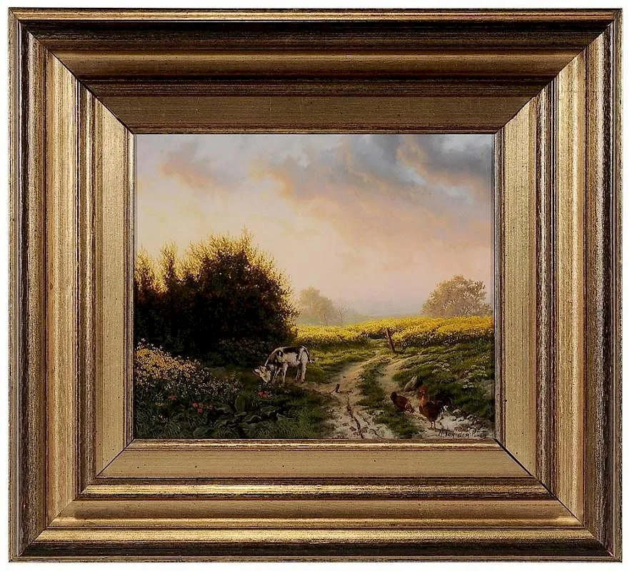 Sun Setting on the Rape Field by Daniel van der Putten, oil on plywood, sold May 2016