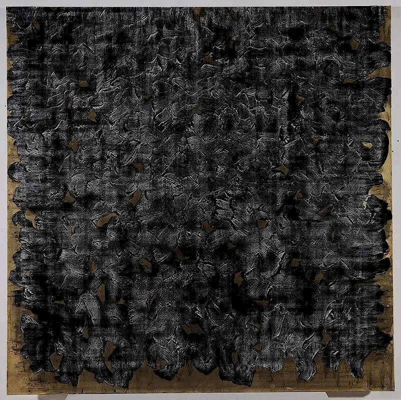 Elise Adibi, Untitled, 2012, Graphite Painting on Gold