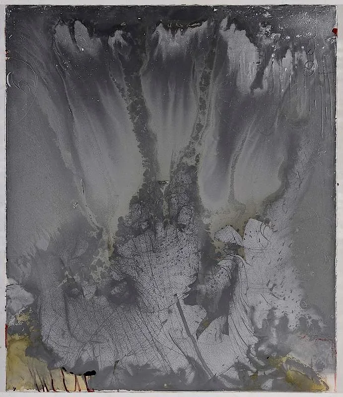 Bernd Haussmann, Silver Painting, #1347, 2013, oil and mixed media on canvas