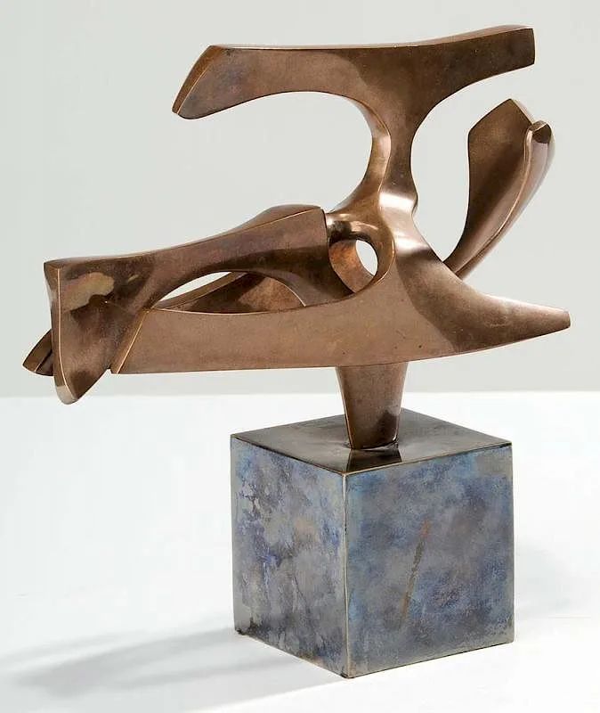Fred Brouard, Untitled, circa 1970s, patinated and gilt bronze sculpture on blackened bronze pedestal