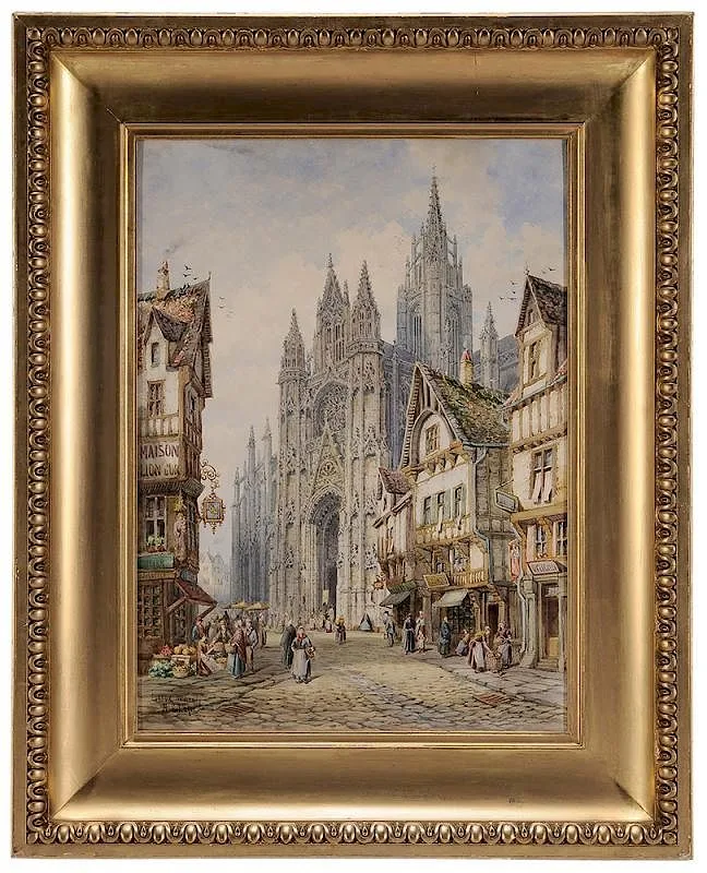 Evreux Normandy by Heinrich Schäfer, watercolor on paper, sold Mar 2016
