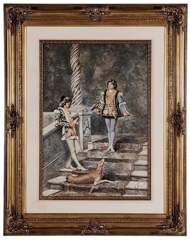 Casimiro Tomba, The Falconer's Pages, watercolor