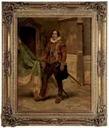 Alex de Andreis, Cavalier with a Banner in an Interior