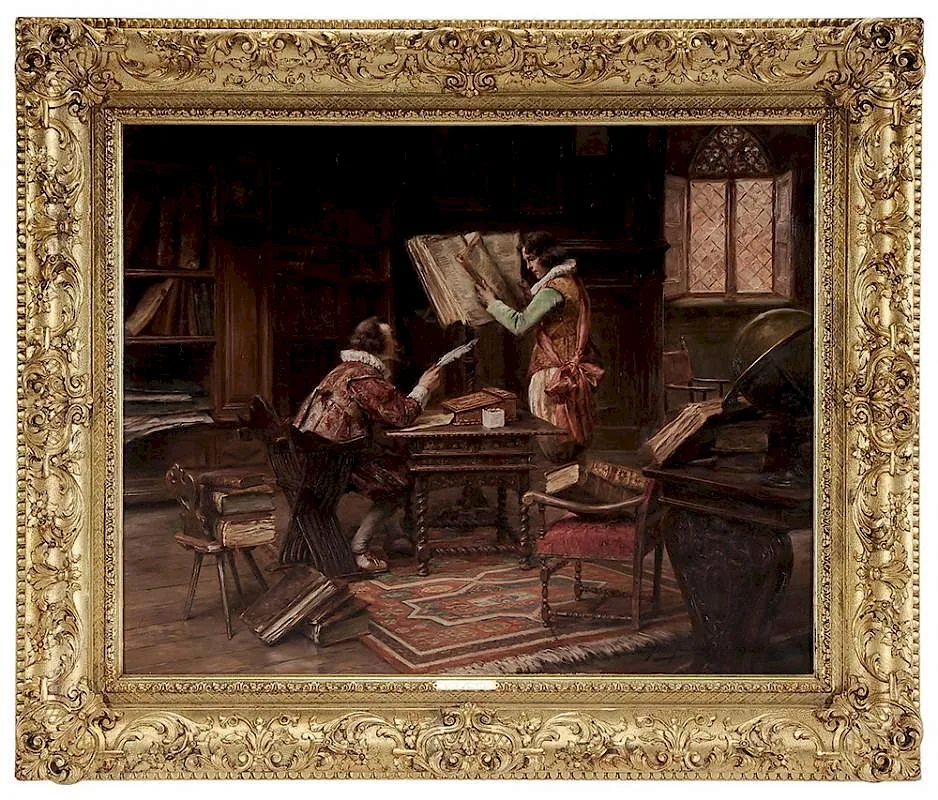 Two Cavaliers in a Study by Alex de Andreis, 1929, oil on canvas, sold Mar 2016