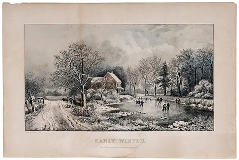 Currier & Ives, Early Winter, 1869, hand colored lithograph on paper
