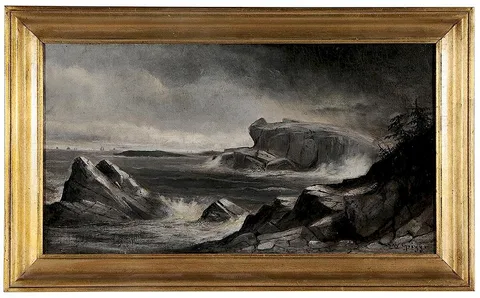 Samuel W. Griggs, Stormy New England Coast, oil on canvas