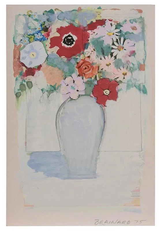Bouquet by Joe Brainard, 1975, collage with gouache and color gravure on card, sold Jan 2016