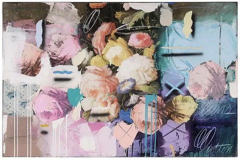 Will Cotton, [Fleurs], mixed media collage on canvas