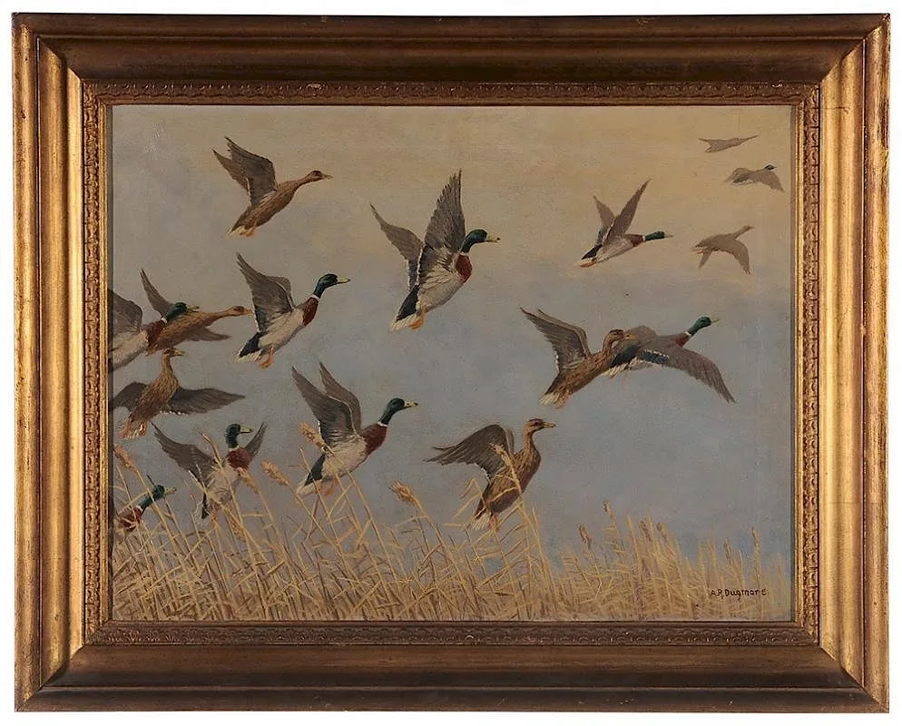 Ducks Rising-Mallards by Arthur Radclyffe Dugmore, oil on canvas, sold Jan 2016