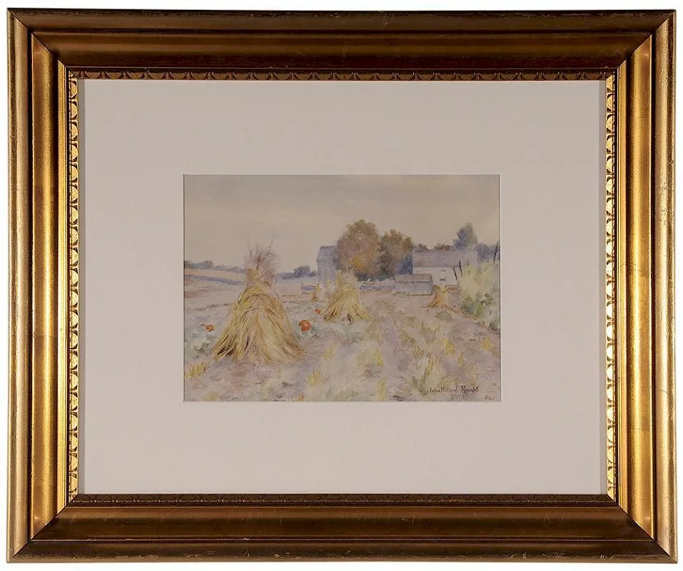 John Willard Rought, Pumpkins and Haystacks, 1893, watercolor on paper