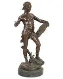 Edouard Drouot, Young Man with Tablet, c. 1900, patinated bronze, mounted to marble plinth France