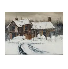 Frank Moss Hamilton, Winter at Stonewood, watercolor and gouache on paper