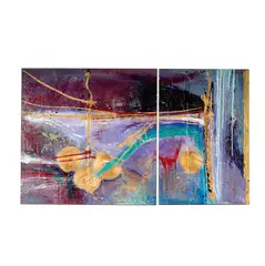 Paul Ecke, Looking Into The Bay (Diptych), from "Visions and Windows Series"; acrylic on two canvases