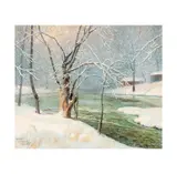 Walter Hiton, Winter Landscape, oil on canvasboard