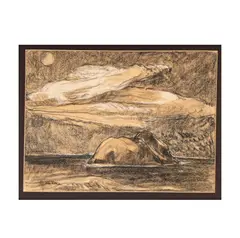 John O'Shea, Nocturnal Landscape with Clouds, mixed media (charcoal heightened with white)